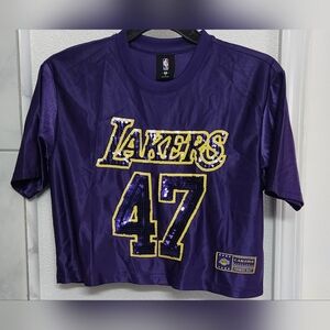 Purple Lakers Sequin Crop Top